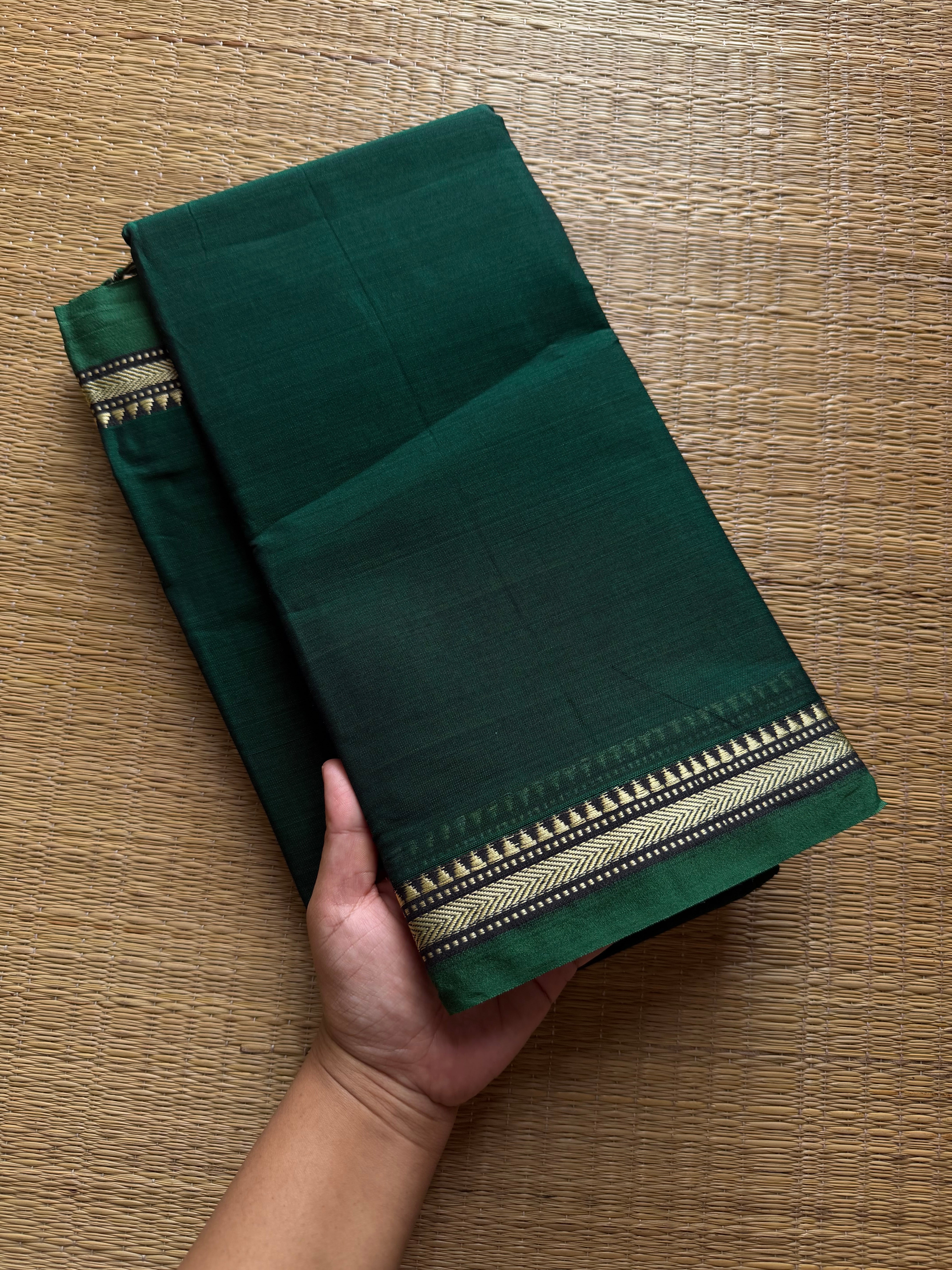 RF476 Bottle green shade Mercerised Narayanpet cotton saree
