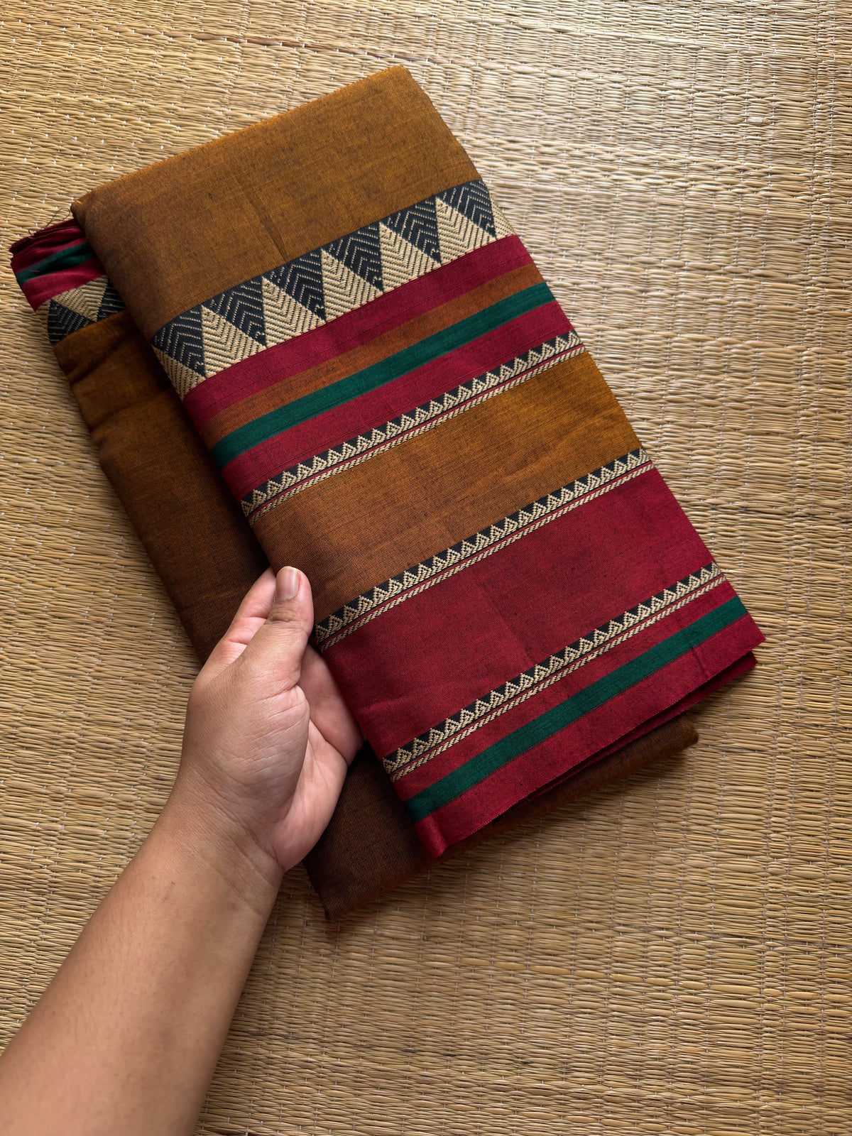 RF567 Honey shade Mercerised Narayanpet cotton saree