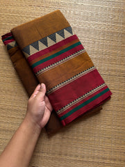RF567 Honey shade Mercerised Narayanpet cotton saree