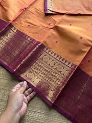 RF1009 Dual tone mango shade ~ Kanchi cotton saree with handmade thread buttas