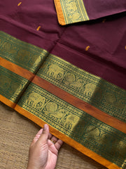 RF1328 Arakku shade ~ Kanchi cotton Rettapet border saree