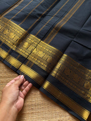 RF1065 Monotone black Kanchi cotton saree