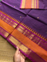 RF900 Kanchi cotton saree with handmade thread buttas ~ Purple shade