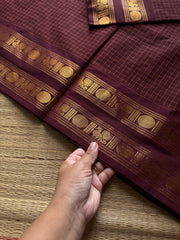 RF1261 Monotone Deep Maroon ~ Vintage Kattam Kanchi Cotton Saree