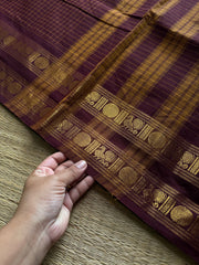 RF1261 Monotone Deep Maroon ~ Vintage Kattam Kanchi Cotton Saree
