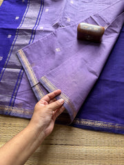 Lavender Shade Maheswari Semi Silk Cotton Saree
