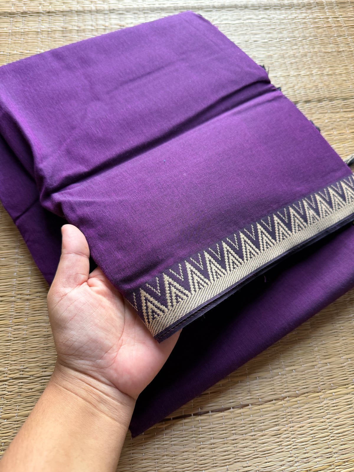 RF220 Purple shade Narayanpet Mercerised cotton saree with small border