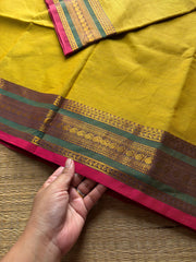RF694 Lemon yellow ~ Silk Saree Inspired Kanchi Cotton saree