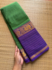 RF614 Green Narayanpet Long Border Saree
