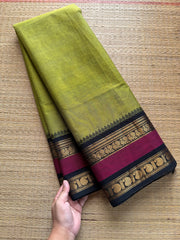 RF388 Green with black combination Kanchi cotton saree