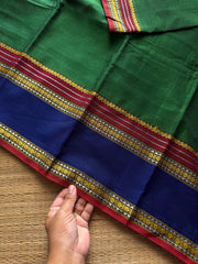 RF1218Green ~ vintage style gap border mercerised Narayanpet cotton saree