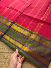 RF685 Mango pattern Gap Border Kanchi cotton saree ~ Reddish Maroon
