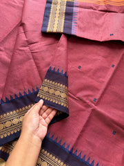 RF357 Onion pink shade Soft Kanchi Cotton Saree With Thread Border and handmade thread buttas