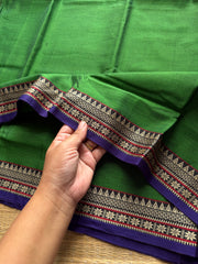 RF930 Green ~ Mercerised Narayanpet soft cotton saree with small thread border