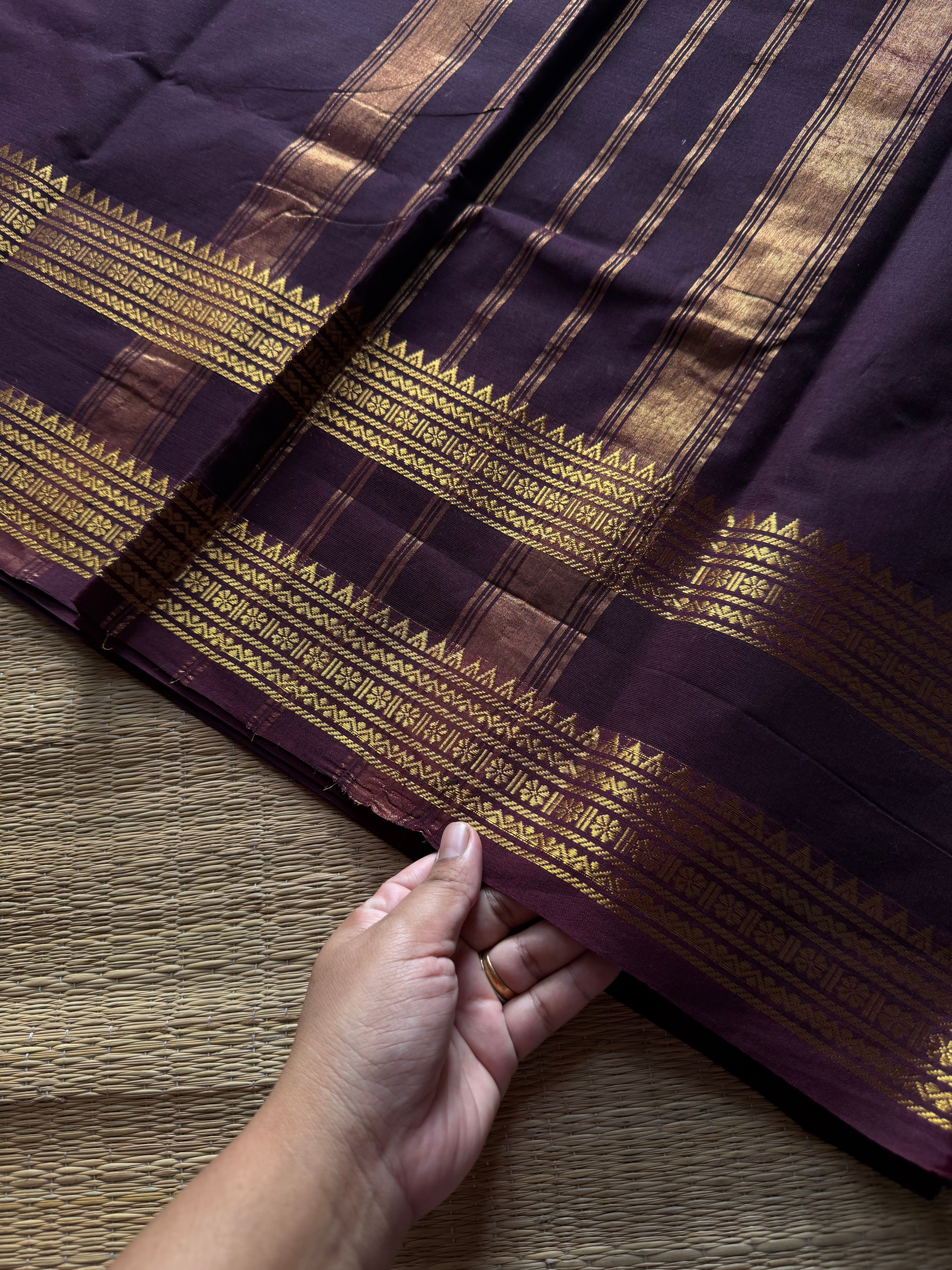 RF1292 Deep coffee brown ~ Silk saree inspired Kanchi cotton saree