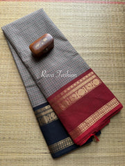 Grey Annam Pattern Ganga Jamuna Border Kanchi Cotton Saree
