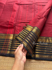 RF32 Reddish Maroon With Back Combination Kanchi Cotton Saree - RF32