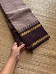 RF1318 Beige & biscuit mixed shade with brown border ~ Vintage Kattam Edition