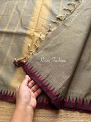 RF4 Grey Soft Kanchi Cotton Saree With Small thread border - RF4