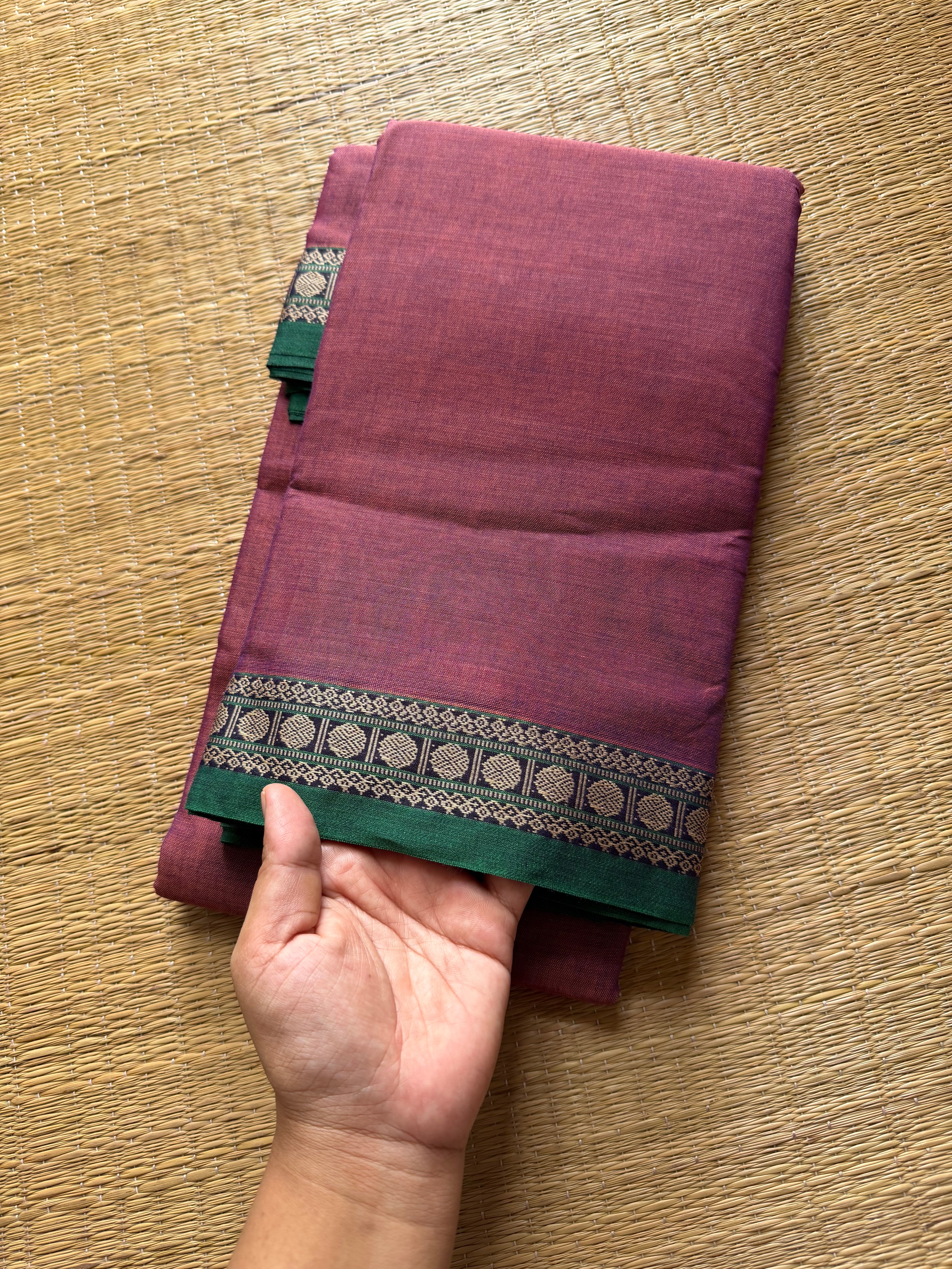 RF446 Dual shade onion pink shade Mercerised Narayanpet cotton saree