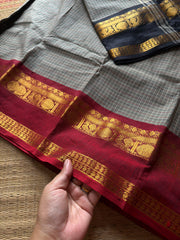 RF1368 Dual tone grey ~ Ganga Jamuna border Kanchi cotton saree