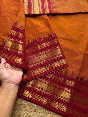 RF682 Thazhampoo border Kanchi cotton saree ~ Orange