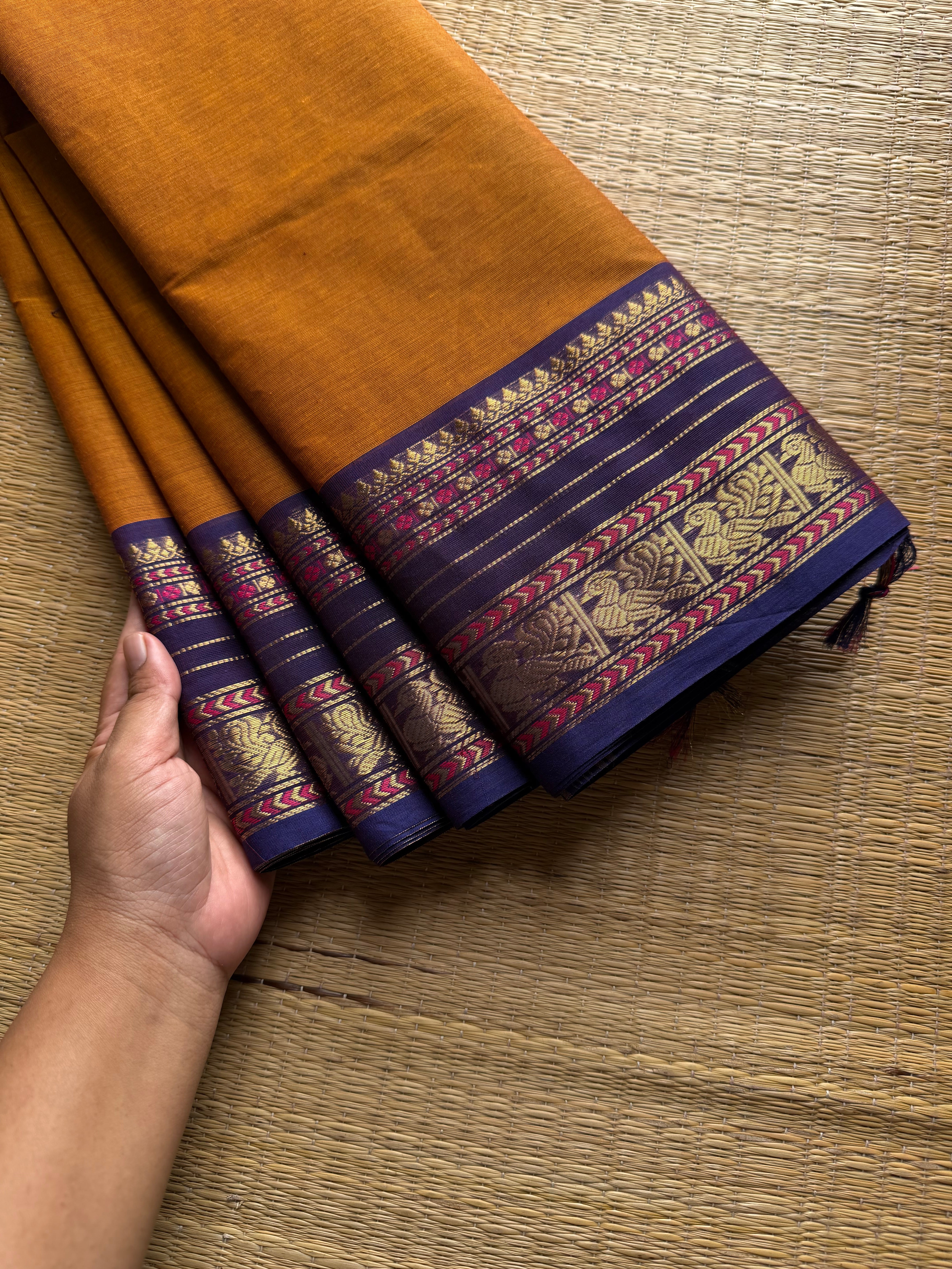 RF936 Mustard shade ~ Silk saree inspired Kanchi cotton saree