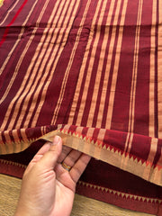 RF253 Maroon Narayanpet small thread border cotton saree with handmade thread buttas