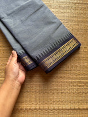 RF992 Dual tone greyish blue ~ small border Kanchi cotton saree