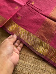 RF1219 Dual tone pinkish peach shade Maheswari semi silk cotton saree