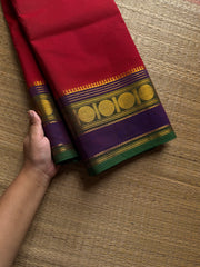 RF1230 Chilli red Kanchi cotton saree ~ Silk saree inspired