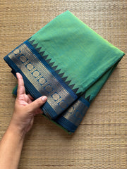 RF285 Dual tone Turquoise green shade Kanchi cotton saree