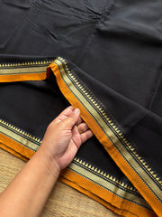 RF934 Black ~ Mercerised Narayanpet soft cotton saree with small thread border
