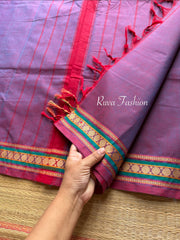 RF3 Dual Tone Soft Kanchi Cotton Saree With Small Thread Border - RF3