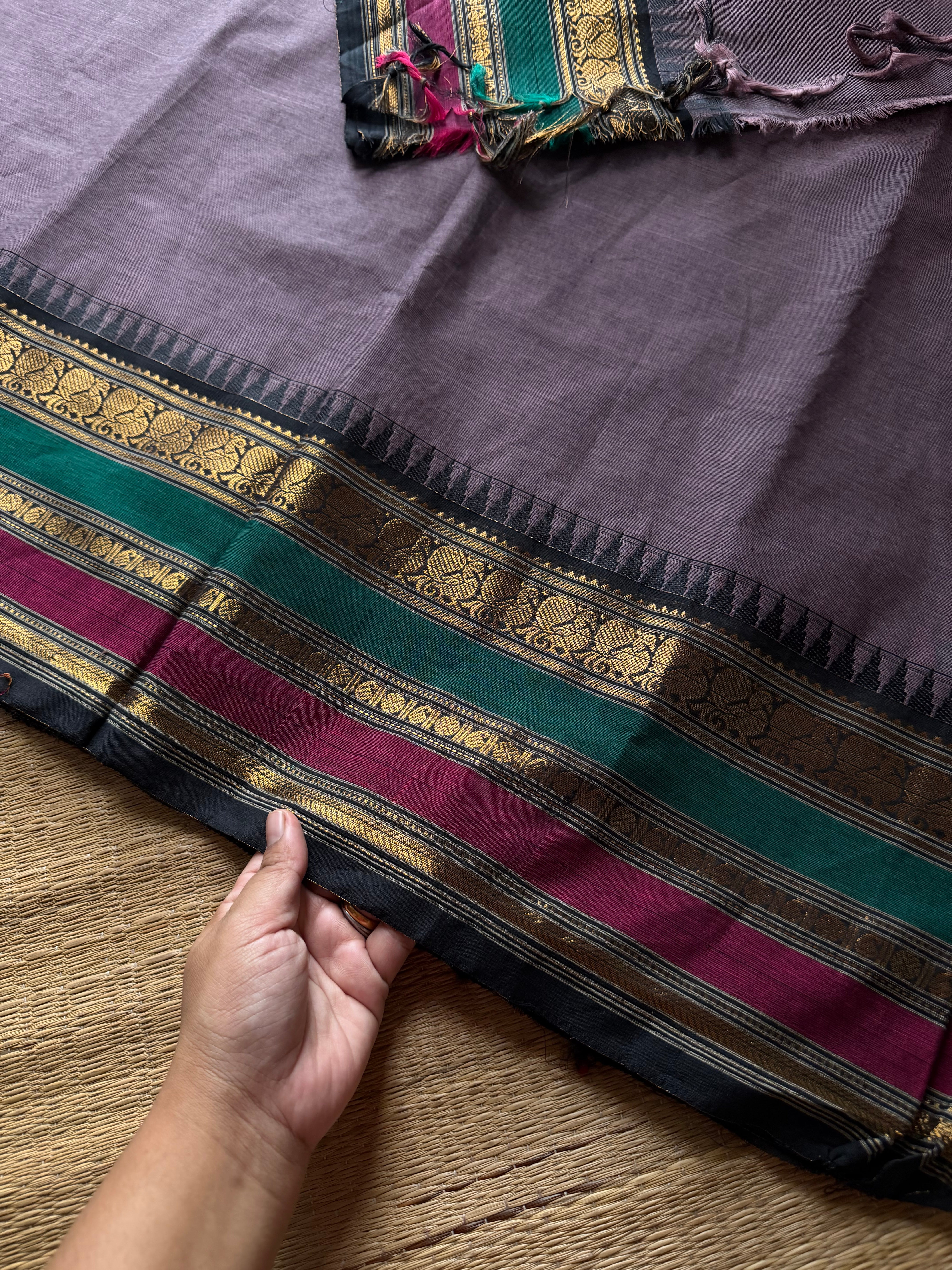 RF1291 Greyish jamun shade ~ Silk saree inspired Kanchi cotton saree
