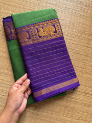 RF614 Green Narayanpet Long Border Saree