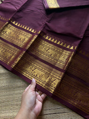 RF1363 Deep maroon ~ Kanchi Cotton Saree with Rettapet border