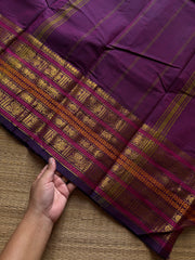 RF1066 Purple shade Varisaipet border Kanchi cotton saree