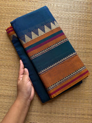 RF568 Peacock blue shade Mercerised Narayanpet cotton saree