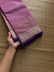 RF1255 Lilac Flower shade ~ Premium Vaira Oosi Kanchi cotton saree with contrast small border