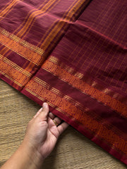RF1026 Kattam Edition ~ Maroon shade kanchi cotton saree with checks pattern Rettapet
