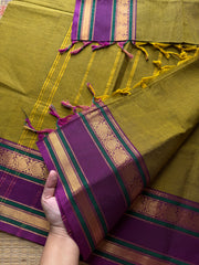 RF498 Mehendi green with dark magenta pink combination Silk saree inspired Kanchi cotton saree