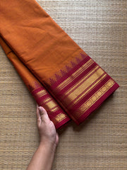RF682 Thazhampoo border Kanchi cotton saree ~ Orange