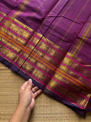 RF835 Purple shade Kanchi cotton saree ~  Varisaipet border