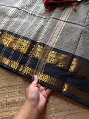 RF1368 Dual tone grey ~ Ganga Jamuna border Kanchi cotton saree