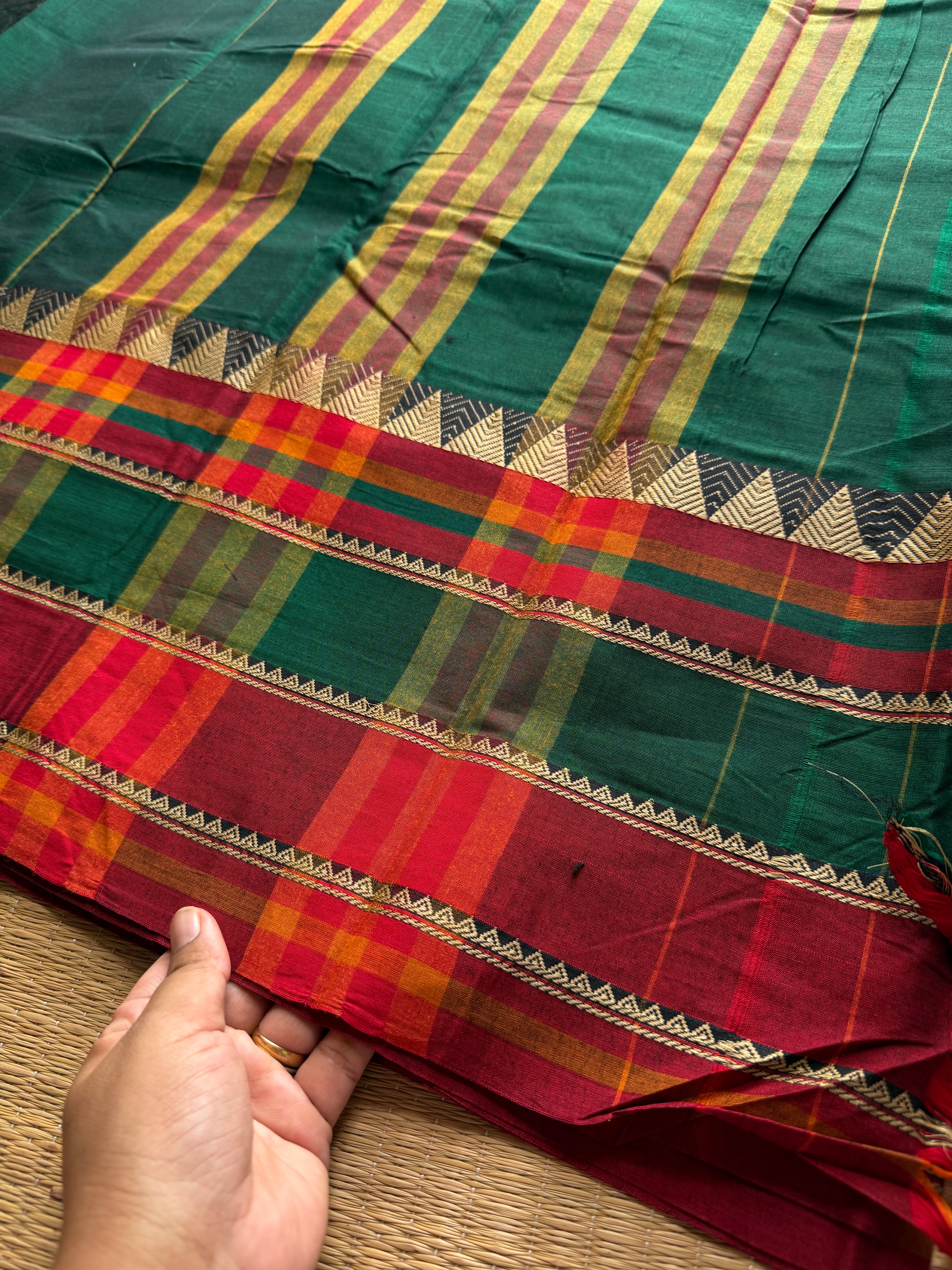 RF566 Bottle green shade Mercerised Narayanpet cotton saree