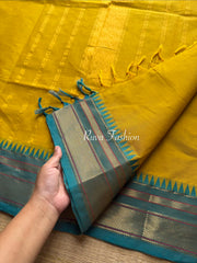 RF22 Yellow With Sky Blue Combination Kanchi Cotton Saree - RF22