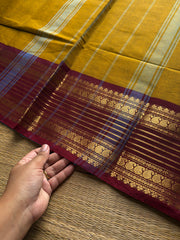 RF951 Dual tone mustard with brown shade Kanchi cotton saree