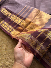 RF322 Grape tone with brown combination Silk Saree Inspired Kanchi Cotton Saree