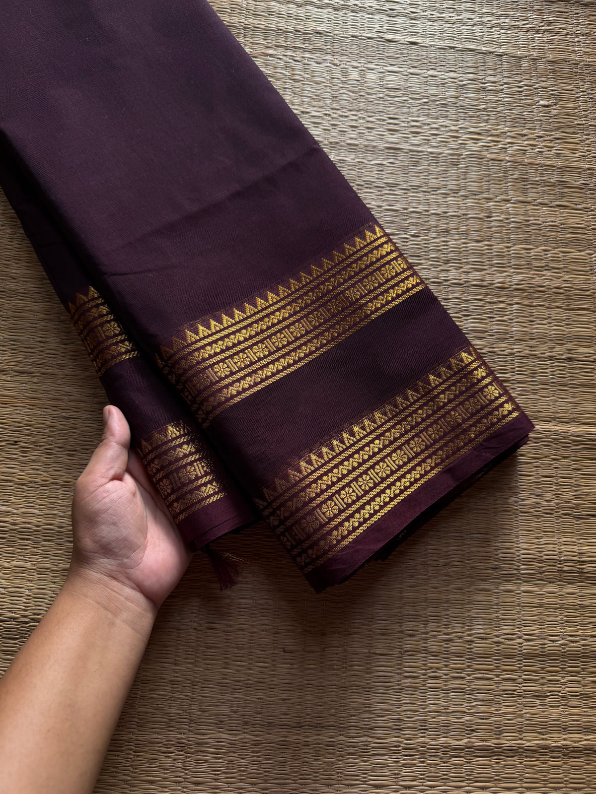 RF1292 Deep coffee brown ~ Silk saree inspired Kanchi cotton saree